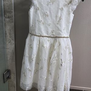 NWT Blueberi Boulevard Girls Size 8 Cream Color With Gold Accent Formal Dress